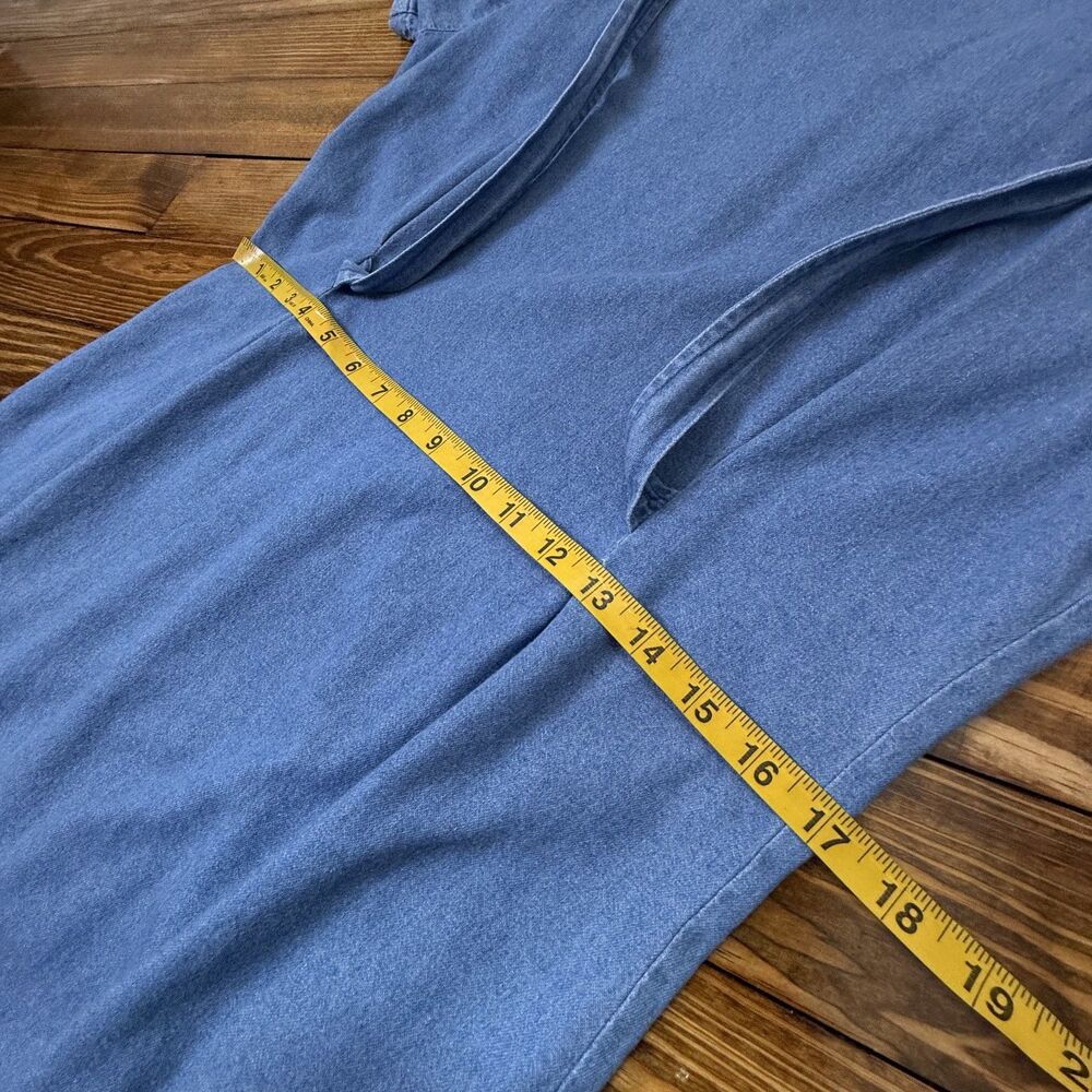 Vintage 90s Chambray Pintuck Pleated Dress | Prairie Cottage Denim Midi - Picture 12 of 16